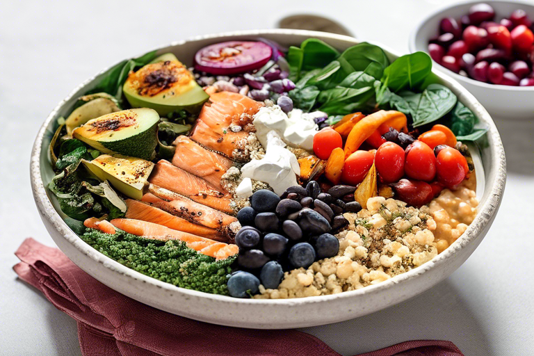 Smoothie bowl, quinoa salad with roasted vegetables, baked salmon with lemon and dill, vegan sweet potato and black bean chilli, greek yogurt and berry parfait, spinach and feta stuffed chicken breast, roasted vegetable frittata, whole wheat pasta with tomato and basil sauce, grilled chicken and vegetable skewers, berry and almond overnight oats